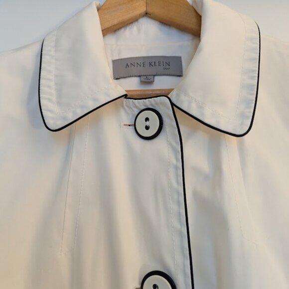 Anne Klein Waterproof White Cropped A-Line Coat - Picture 3 of 12
